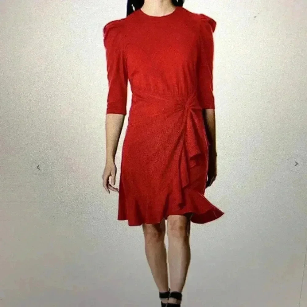 Women's SOMI & JO 3/4 Sleeve Fit + Flare Dress, round neck back zip up size S